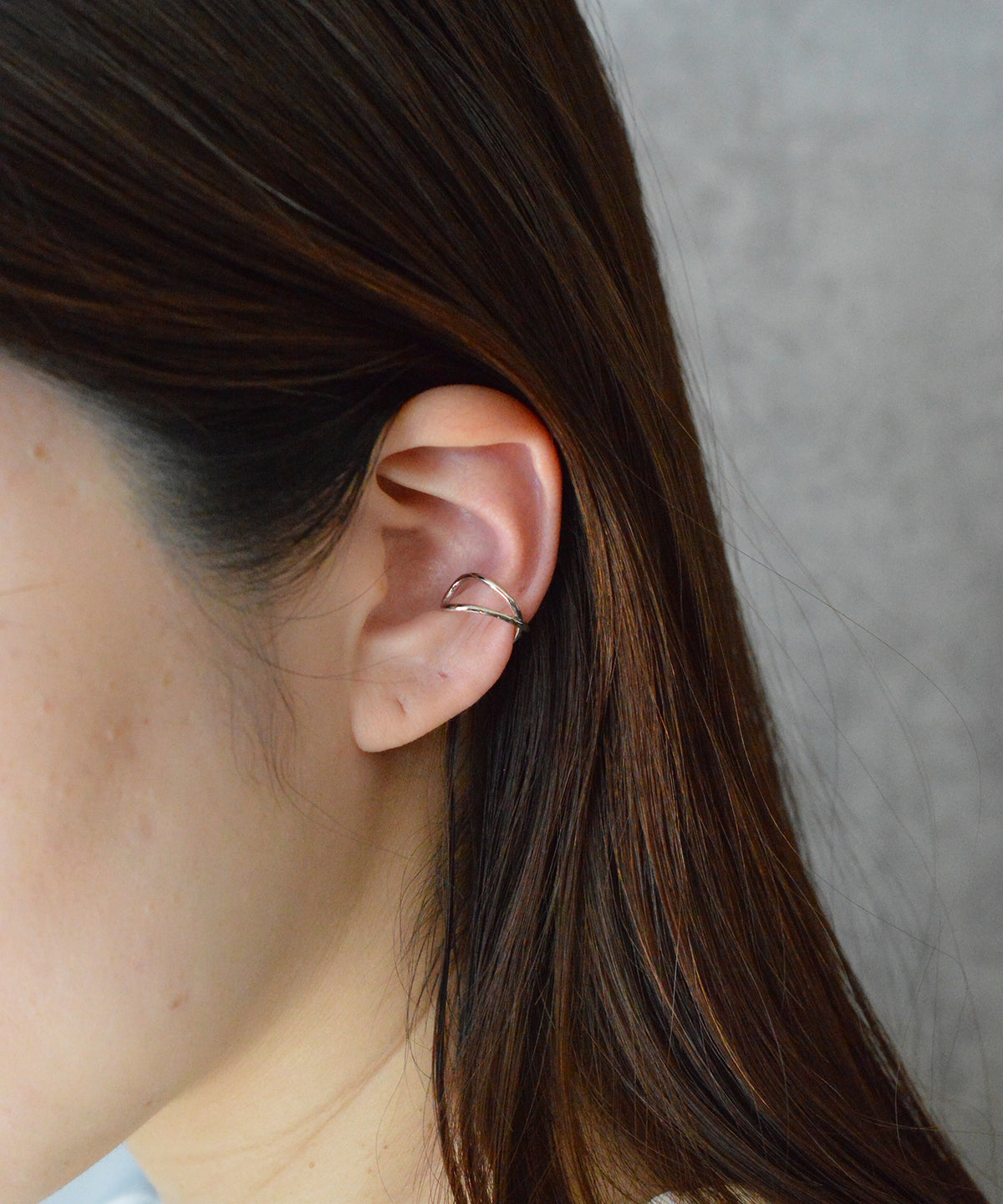 【earyear】String mini cross line Design Metal Hoop Ear Cuff v2<片耳用>