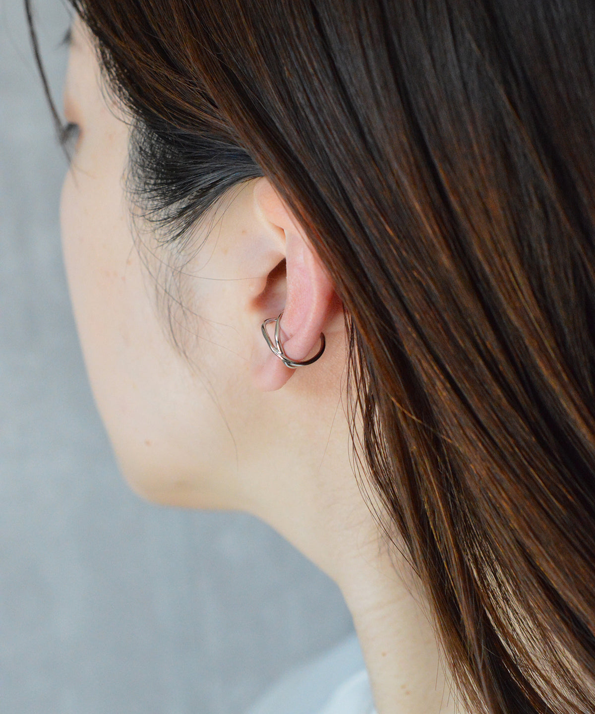 【earyear】String mini cross line Design Metal Hoop Ear Cuff v2<片耳用>