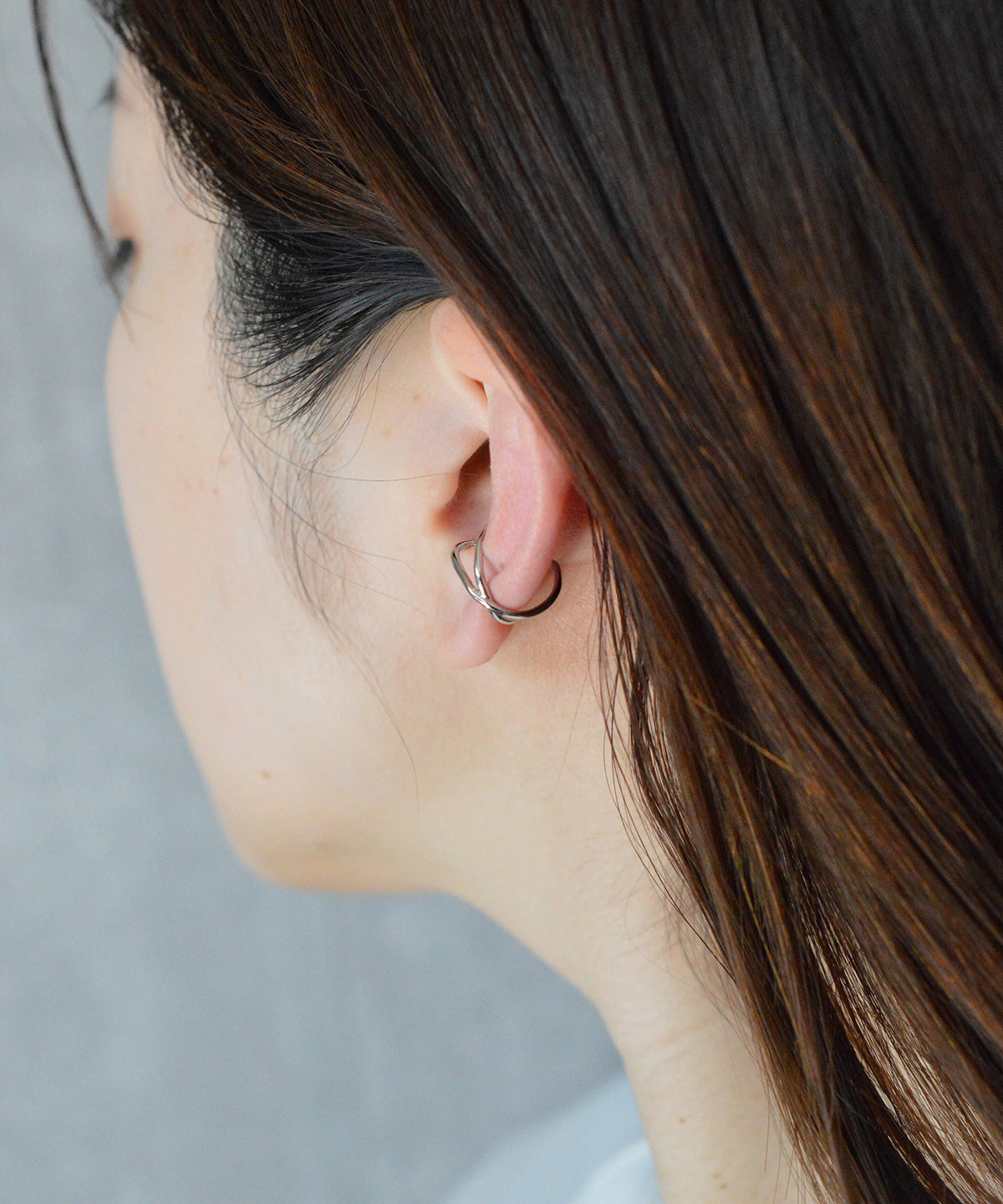 【earyear】String mini cross line Design Metal Hoop Ear Cuff v2<片耳用>