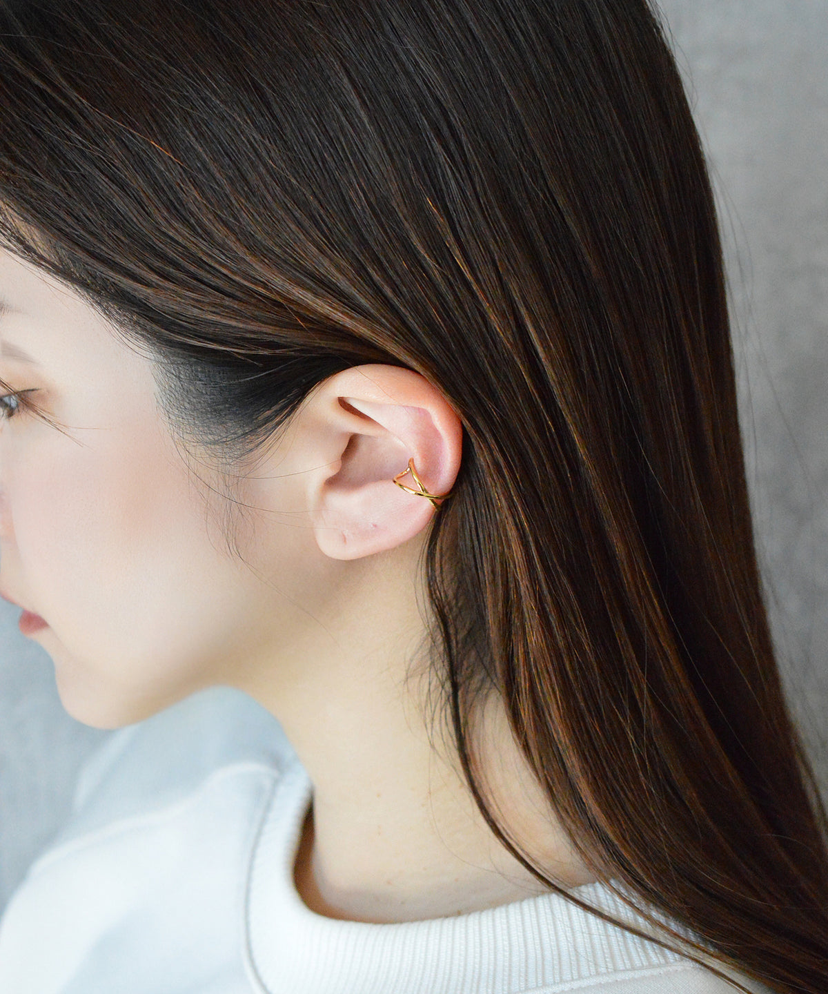 【earyear】String mini cross line Design Metal Hoop Ear Cuff v2<片耳用>