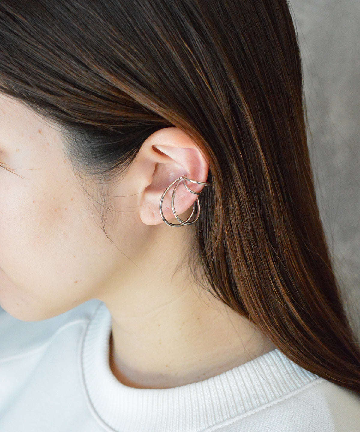 【earyear】Design 4 line circle Design Metal W line Hoop Ear Cuff<片耳用>