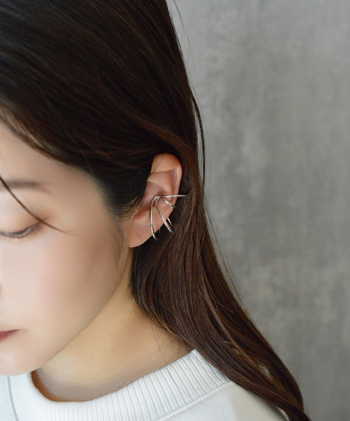 【earyear】Design 4 line circle Design Metal W line Hoop Ear Cuff<片耳用>