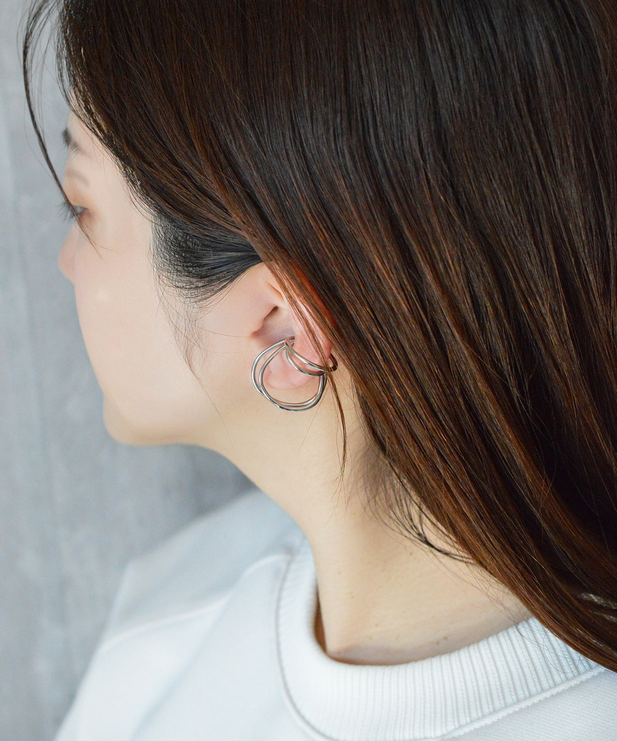 【earyear】Design 4 line circle Design Metal W line Hoop Ear Cuff<片耳用>