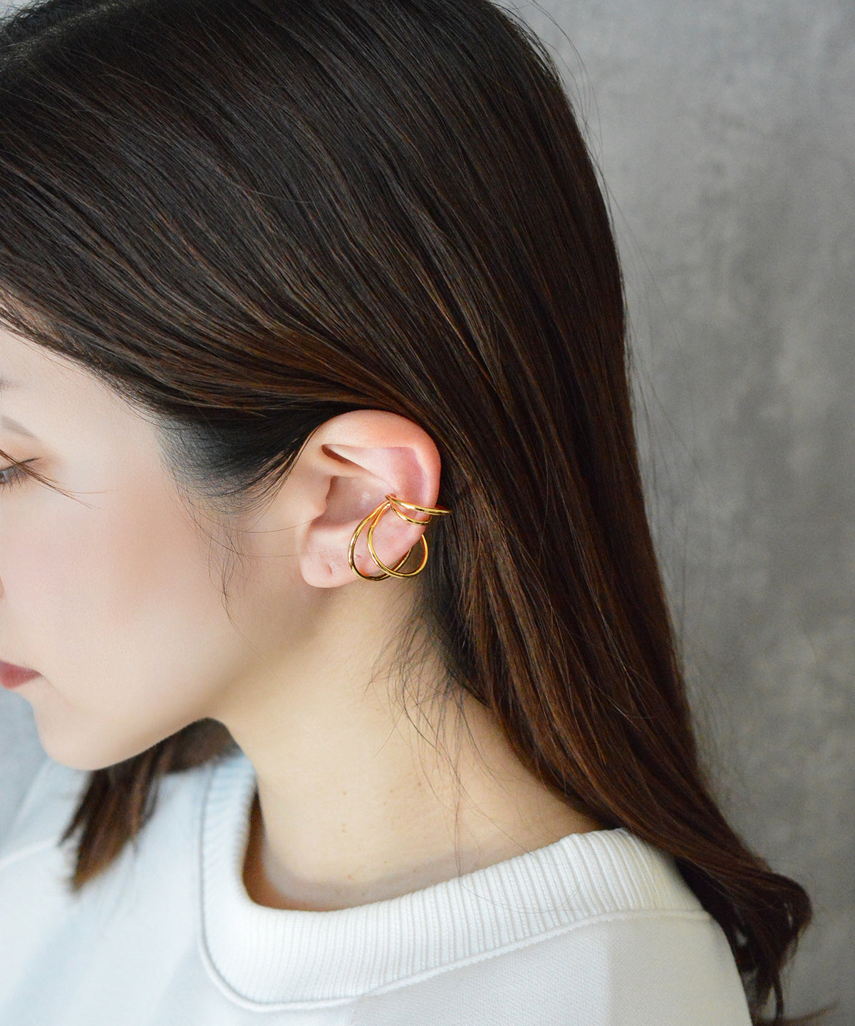 【earyear】Design 4 line circle Design Metal W line Hoop Ear Cuff<片耳用>