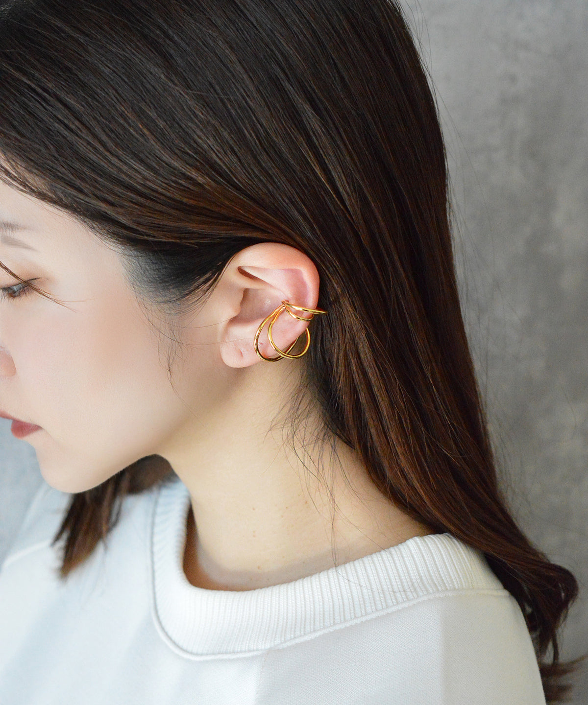 【earyear】Design 4 line circle Design Metal W line Hoop Ear Cuff<片耳用>