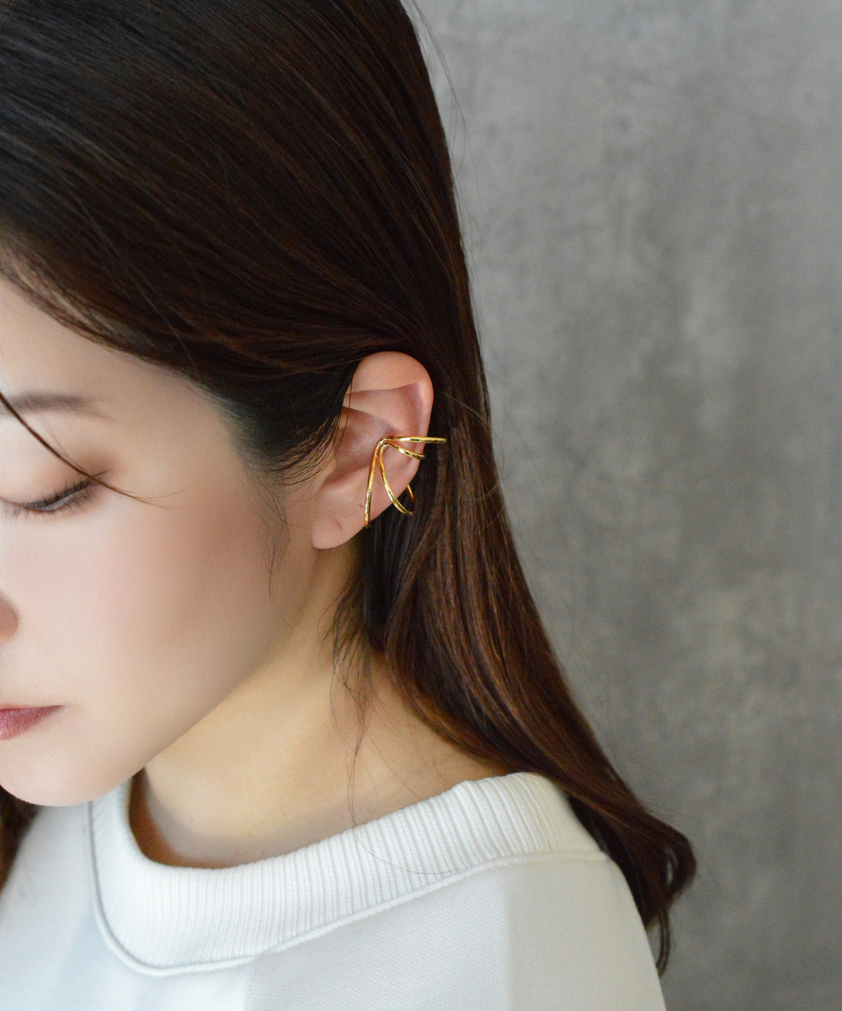 【earyear】Design 4 line circle Design Metal W line Hoop Ear Cuff<片耳用>