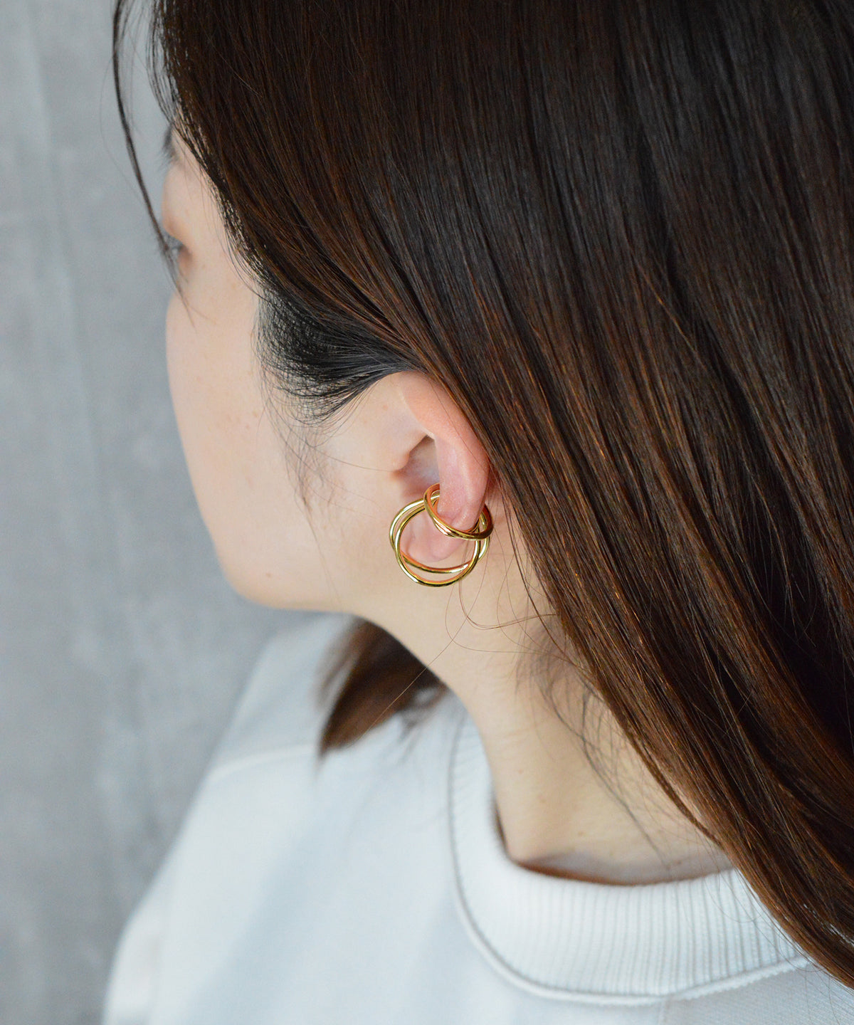 【earyear】Design 4 line circle Design Metal W line Hoop Ear Cuff<片耳用>