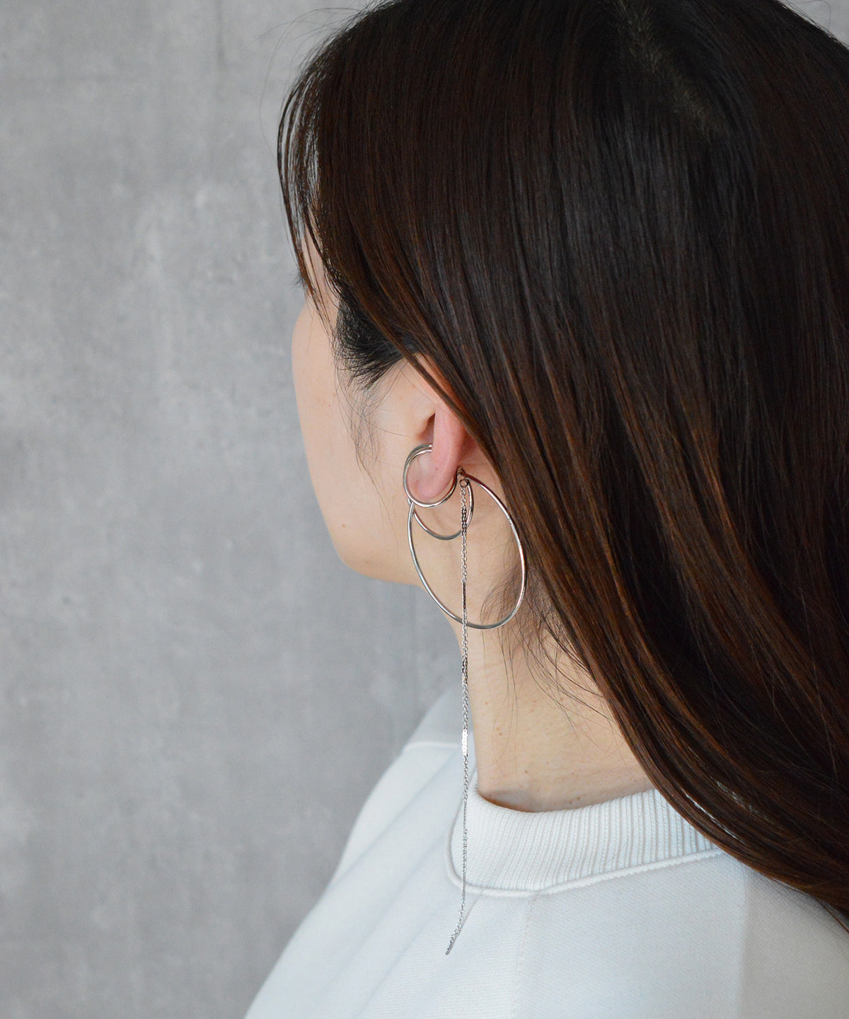 【earyear】Big Ring Combination & Chain design Decorated Ear Cuff<片耳用>