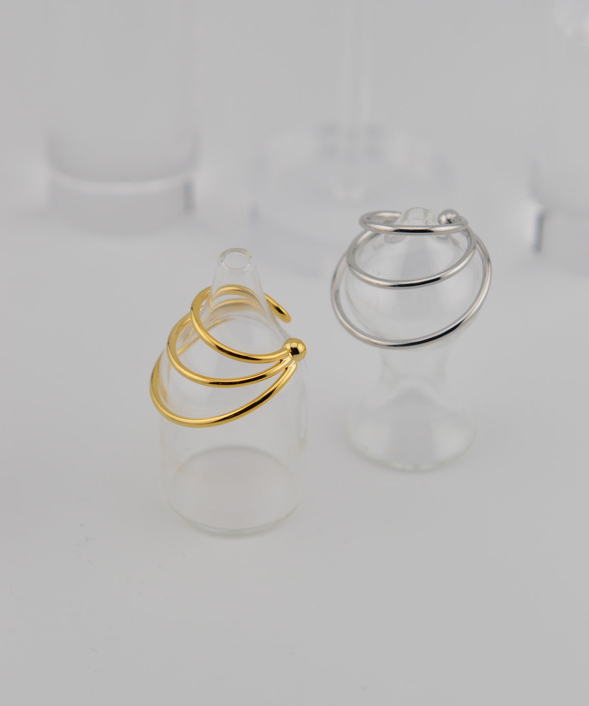 【earyear】Design line triple circle Design Metal W line Hoop Ear Cuff<片耳用>