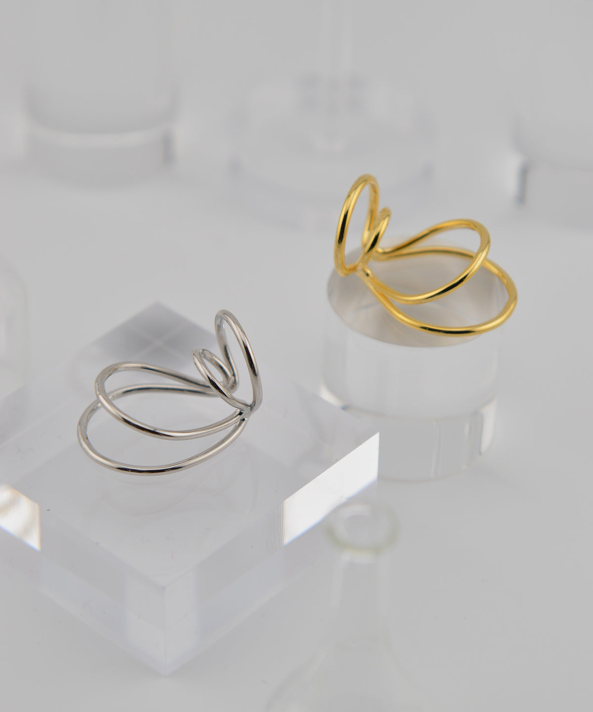 【earyear】Design 4 line circle Design Metal W line Hoop Ear Cuff<片耳用>