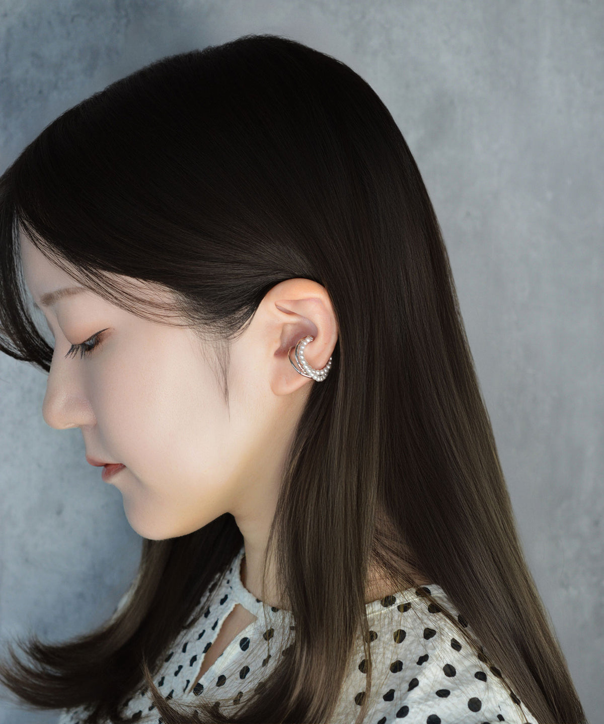 【earyear】3 Layer Pearl Line Metal Ear Cuff〈片耳用〉