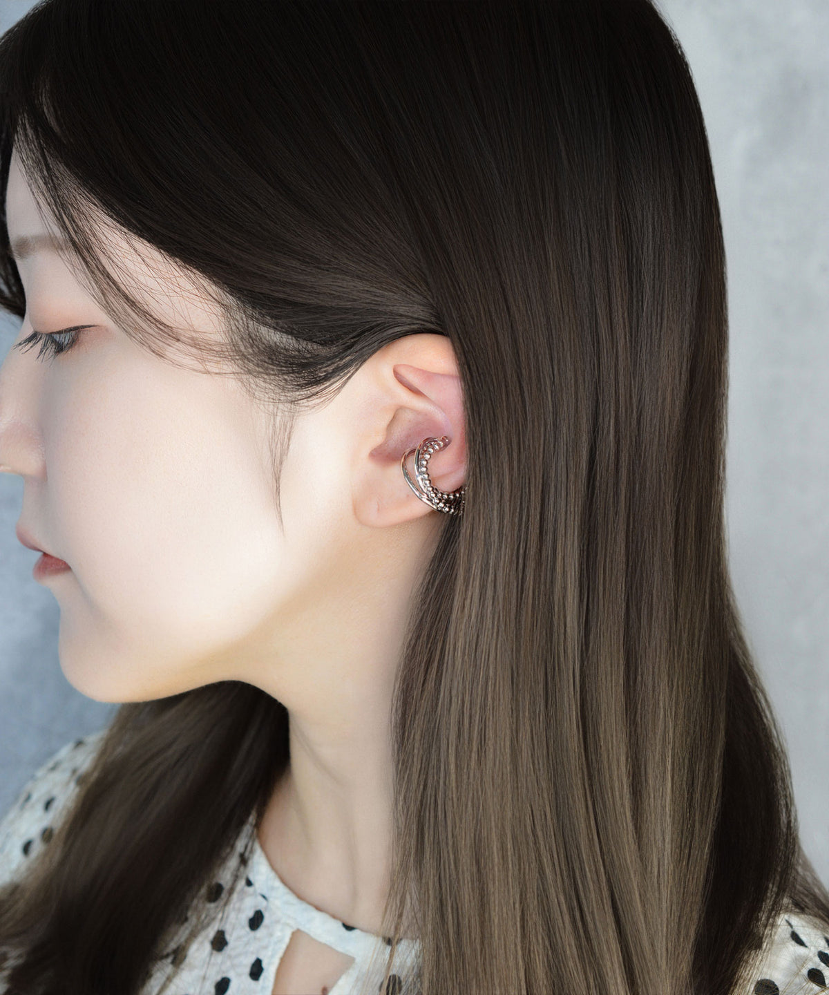 【earyear】Triple Line Ball Motif Metal Ear Cuff〈片耳用〉