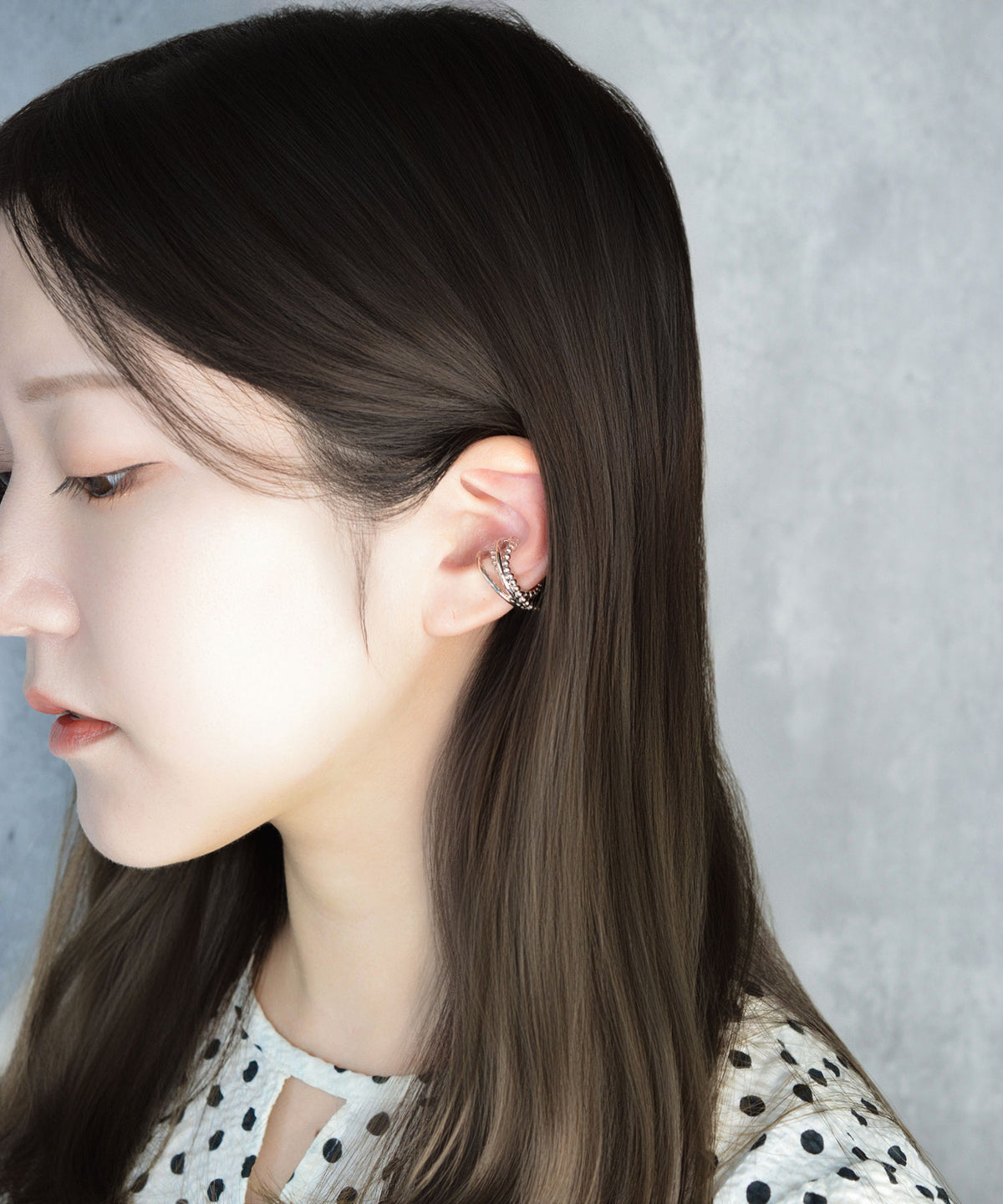 【earyear】Triple Line Ball Motif Metal Ear Cuff〈片耳用〉