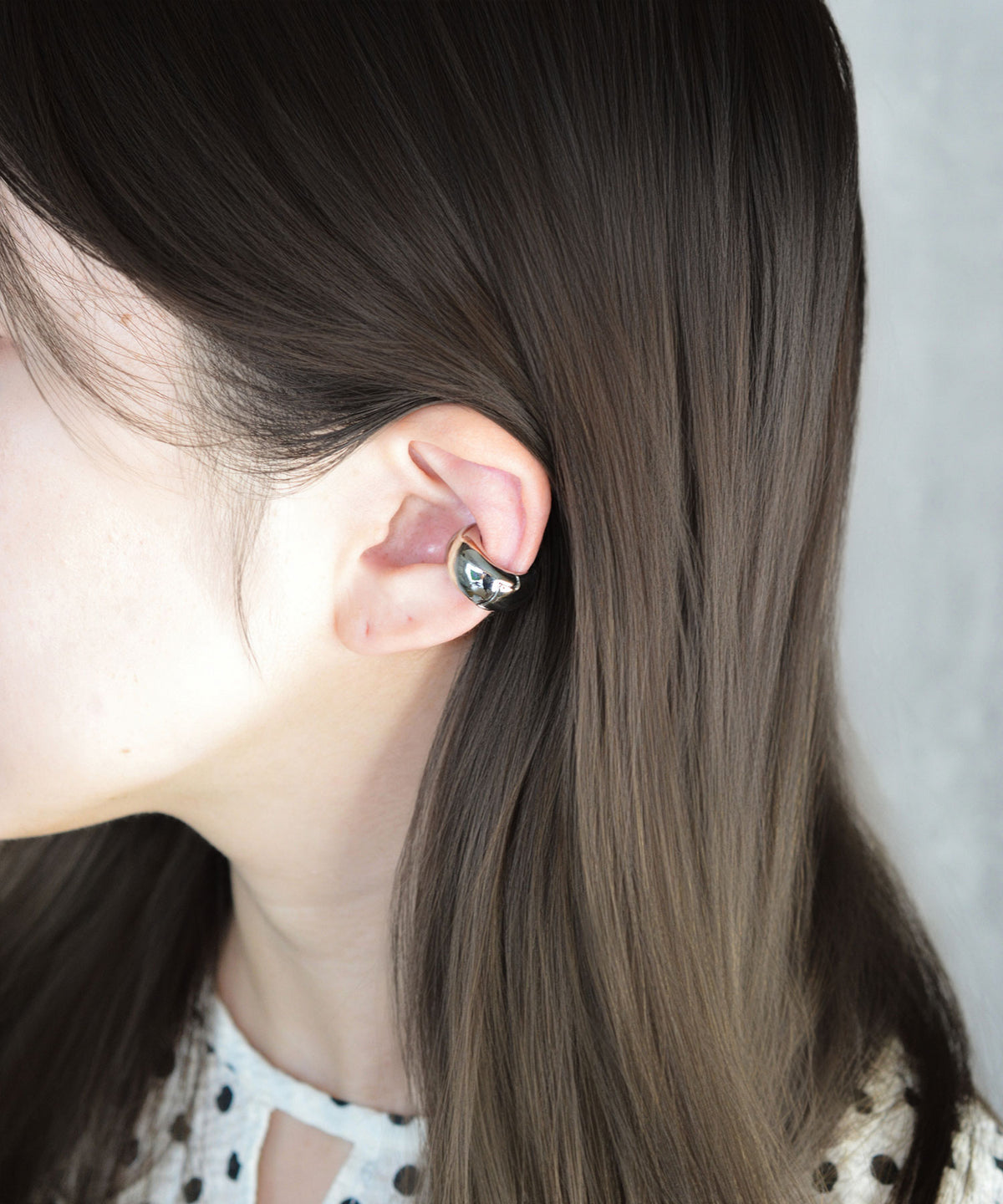 【earyear】Rounded Chunky Simple Metal Ear Cuff〈片耳用〉