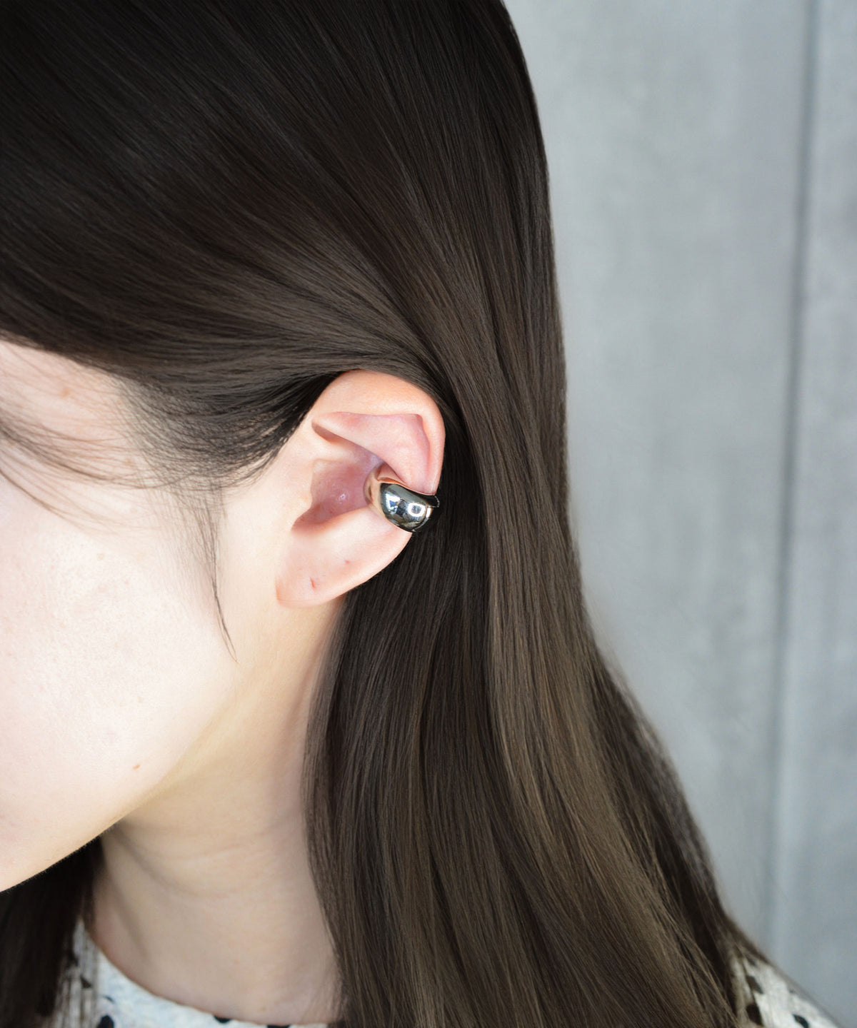【earyear】Rounded Chunky Simple Metal Ear Cuff〈片耳用〉