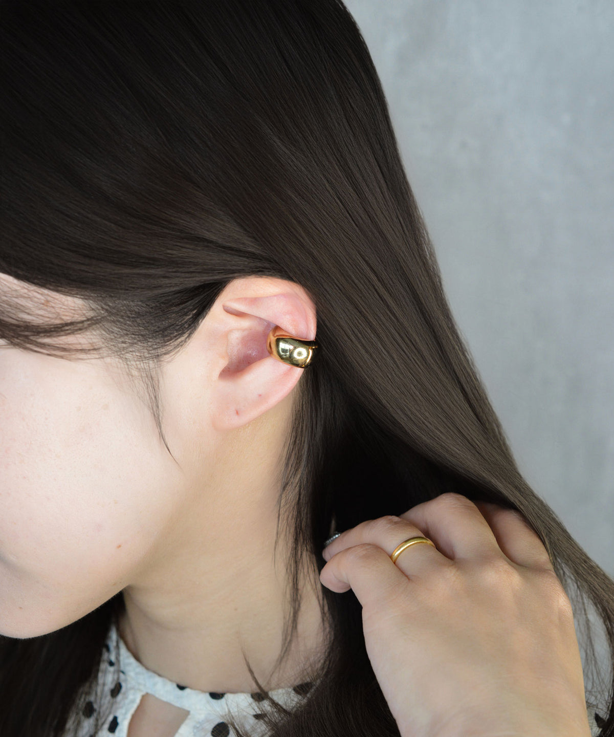 【earyear】Rounded Chunky Simple Metal Ear Cuff〈片耳用〉