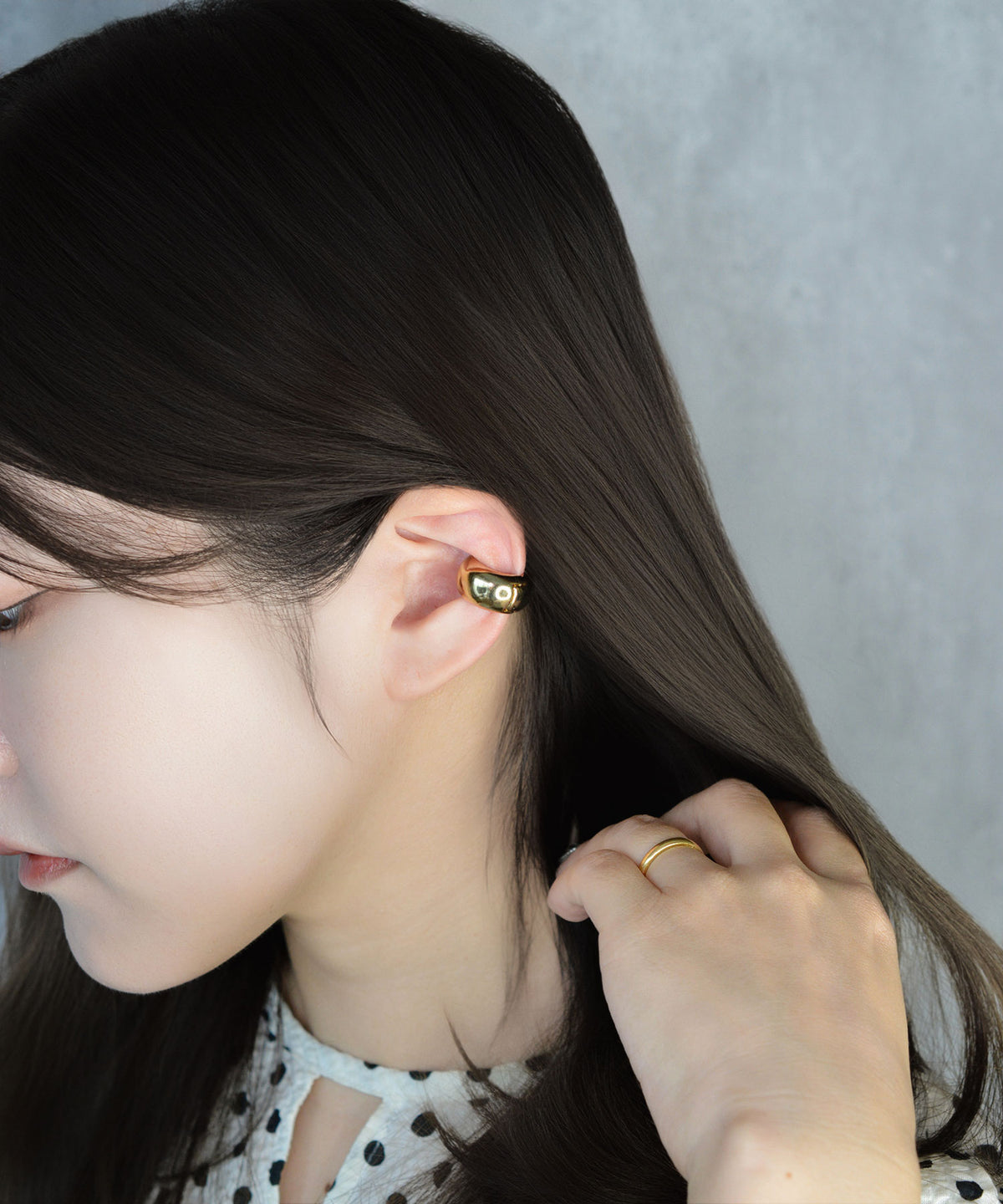 【earyear】Rounded Chunky Simple Metal Ear Cuff〈片耳用〉