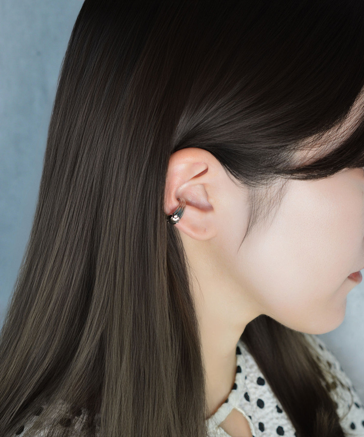 【earyear】Groove Texture Chunky Metal Ear Cuff〈片耳用〉
