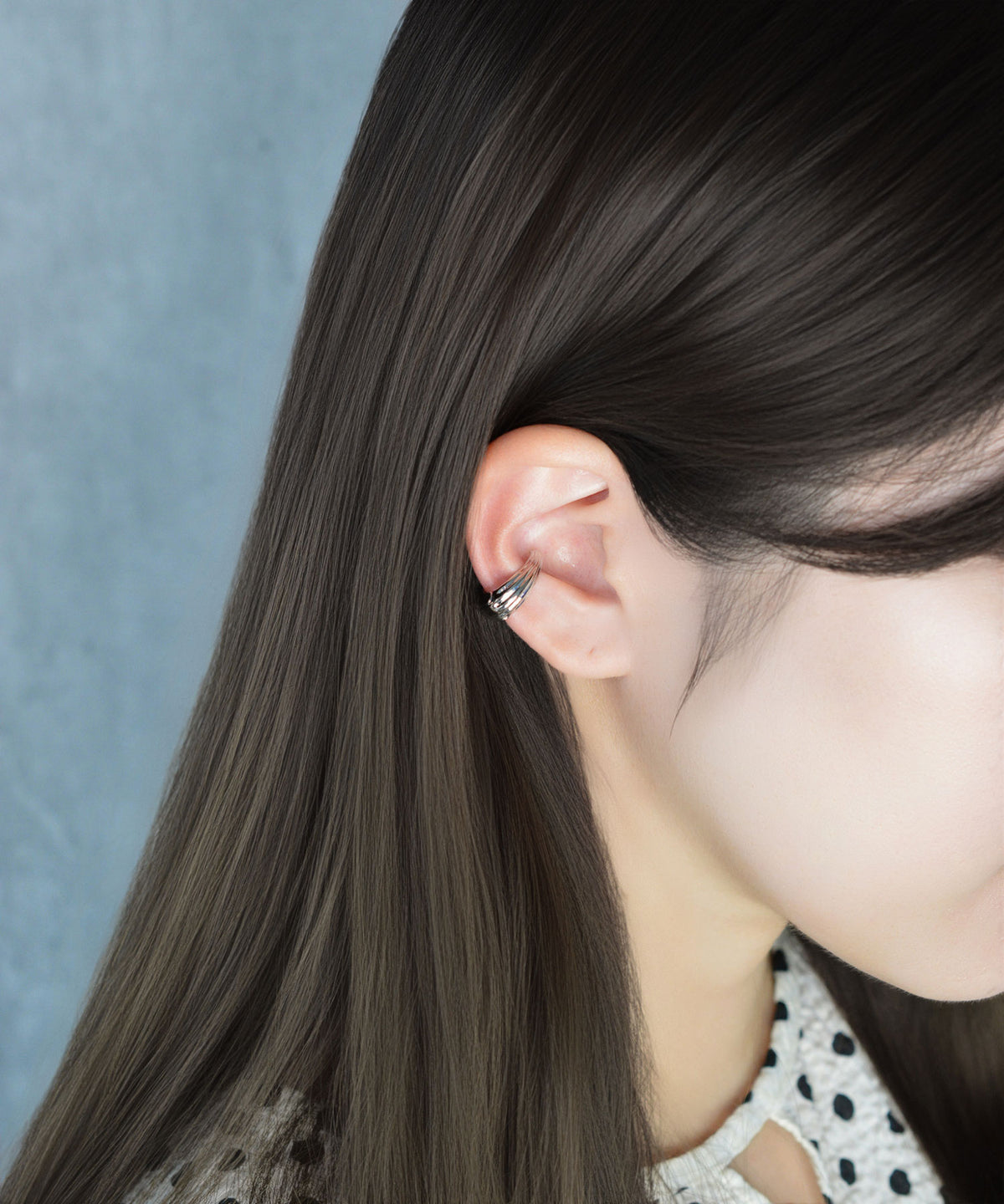 【earyear】Groove Texture Chunky Metal Ear Cuff〈片耳用〉