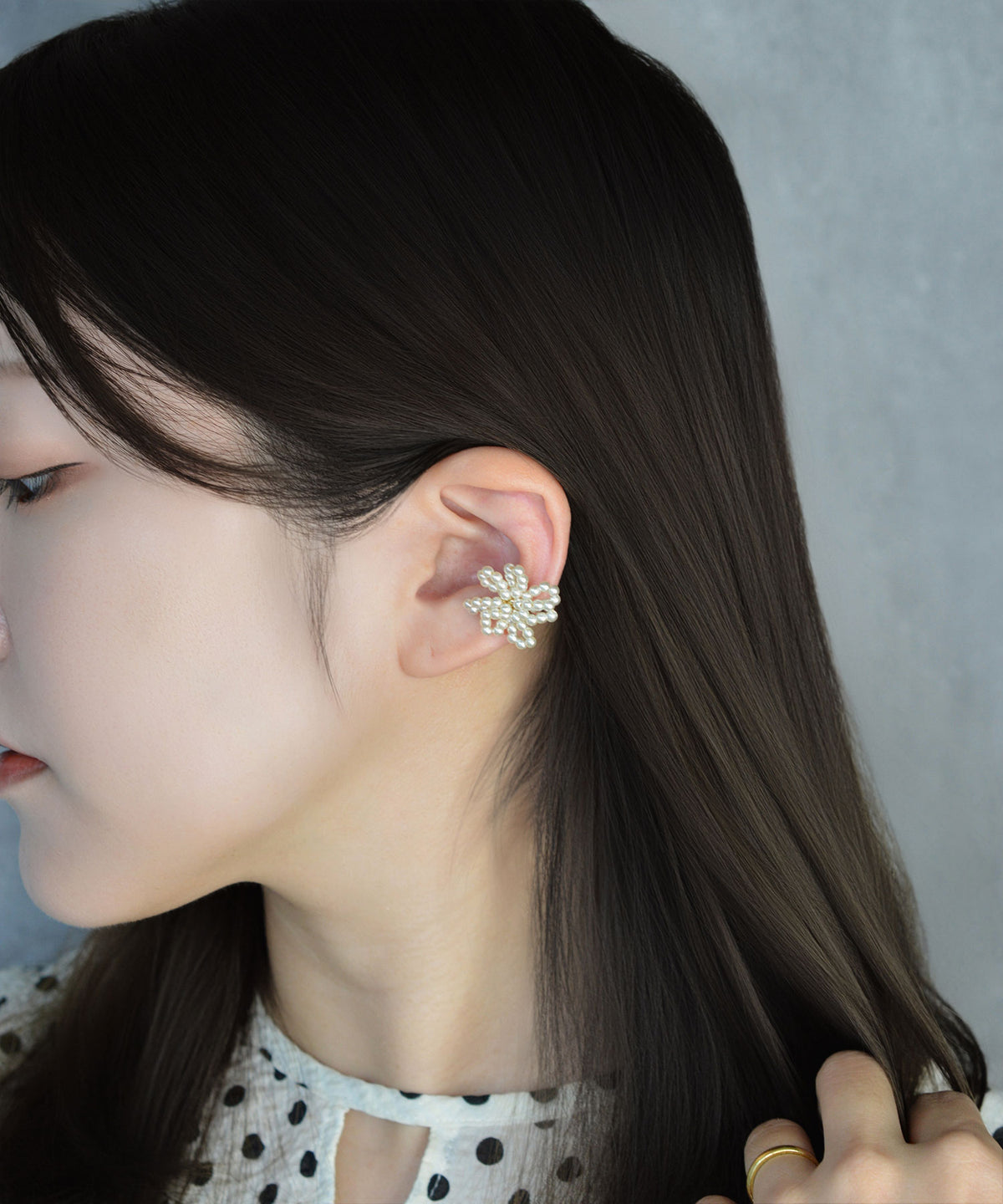 【earyear】Pearl Bloom Ear Cuff〈片耳用〉