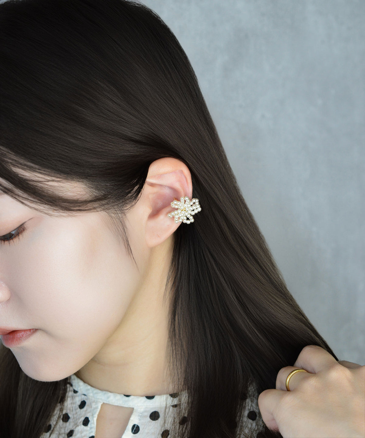 【earyear】Pearl Bloom Ear Cuff〈片耳用〉
