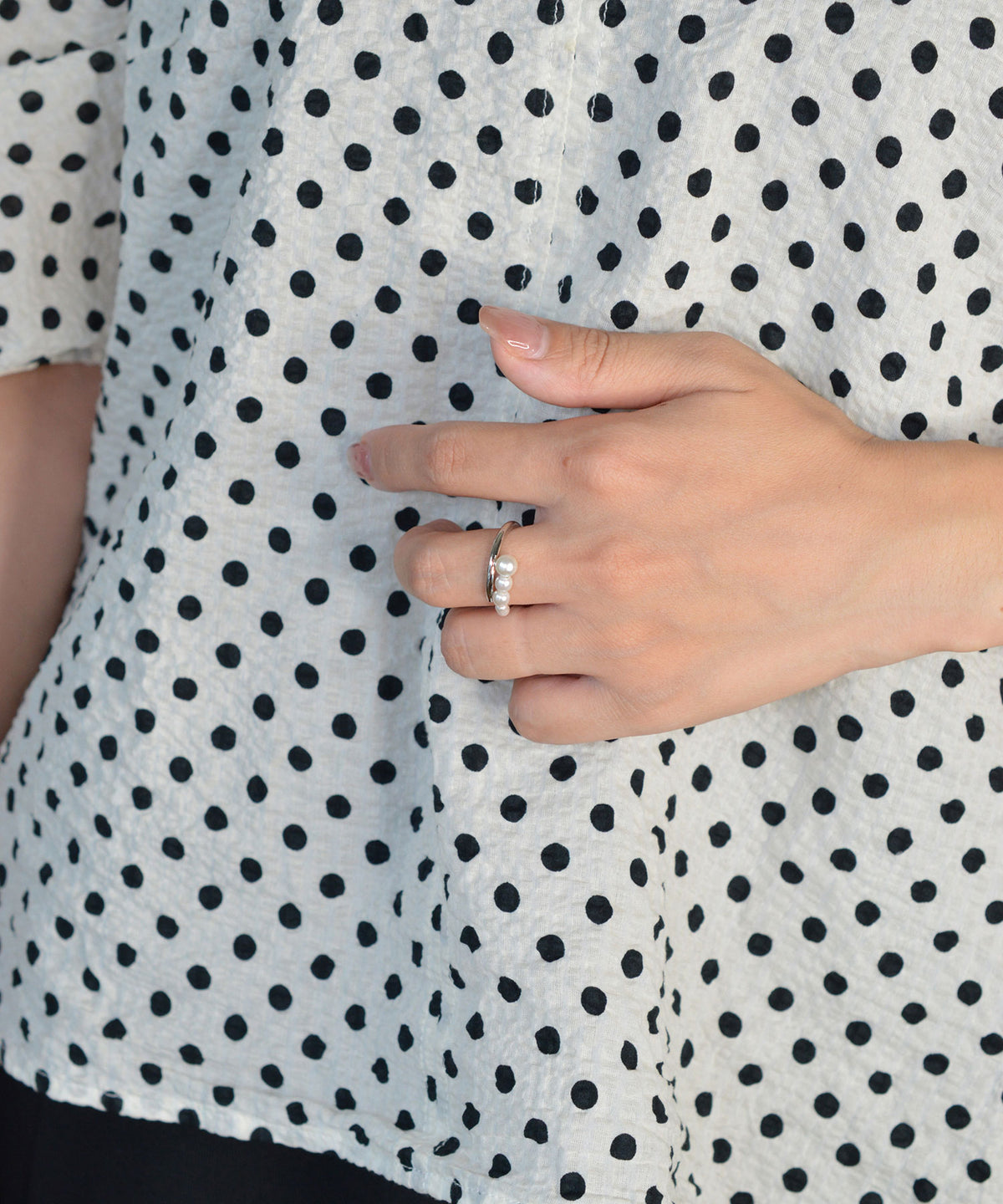 【earyear】Pearl Line Wrap Ring