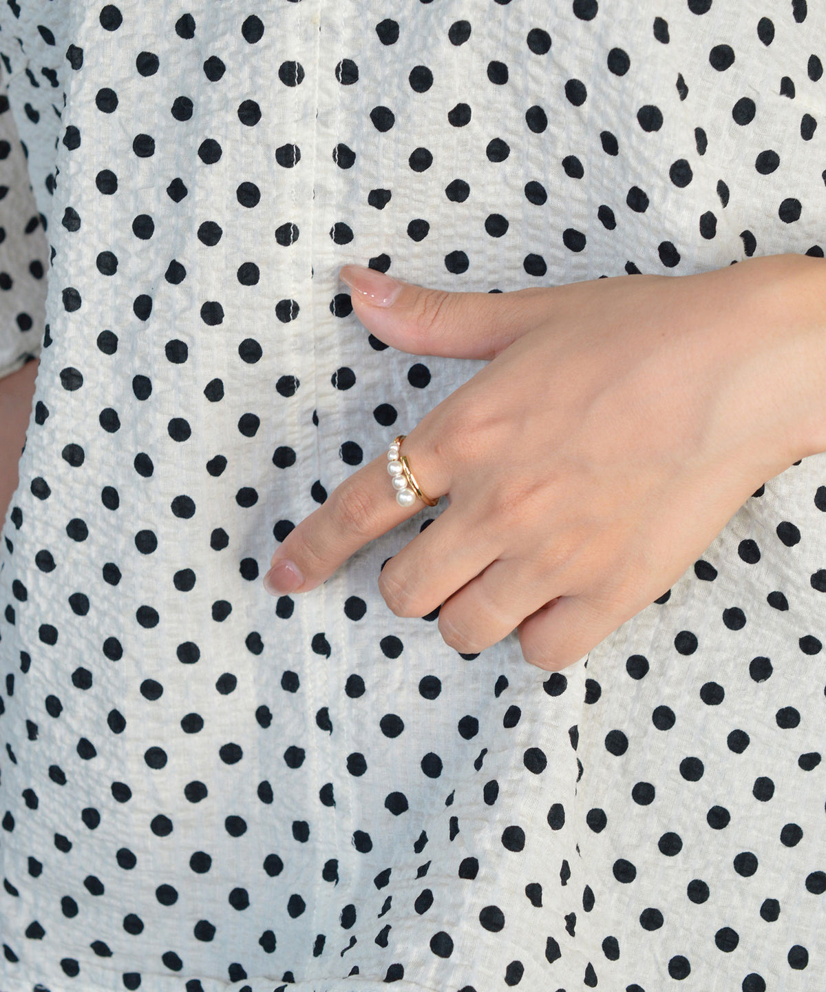 【earyear】Pearl Line Wrap Ring