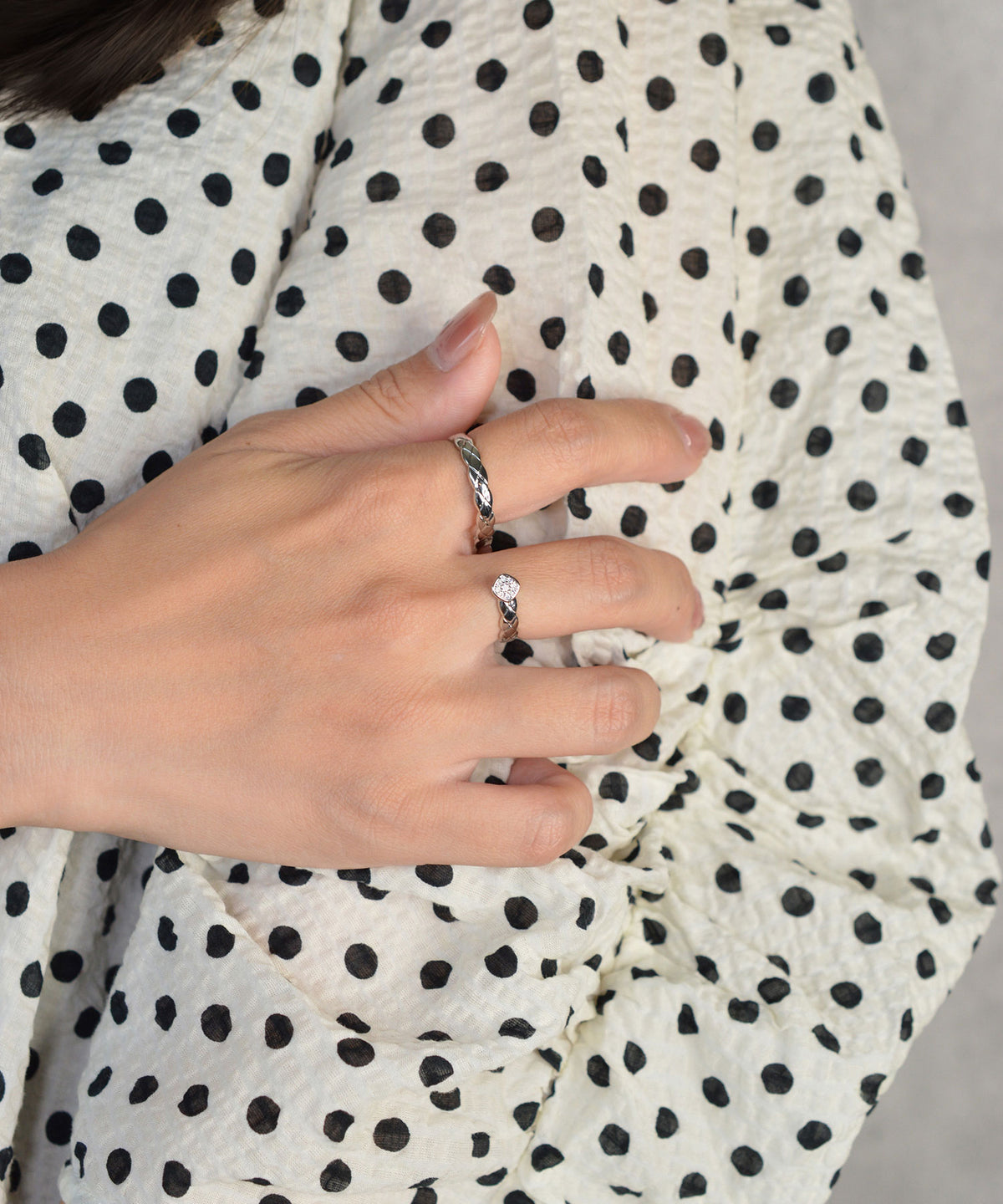 【earyear】Glint Quilt Double Finger Ring