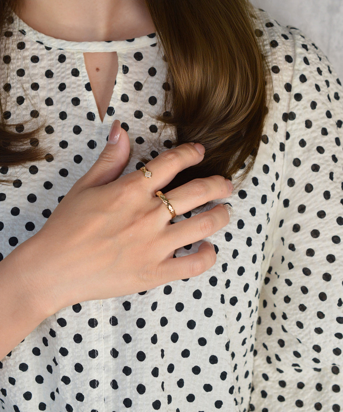 【earyear】Glint Quilt Double Finger Ring