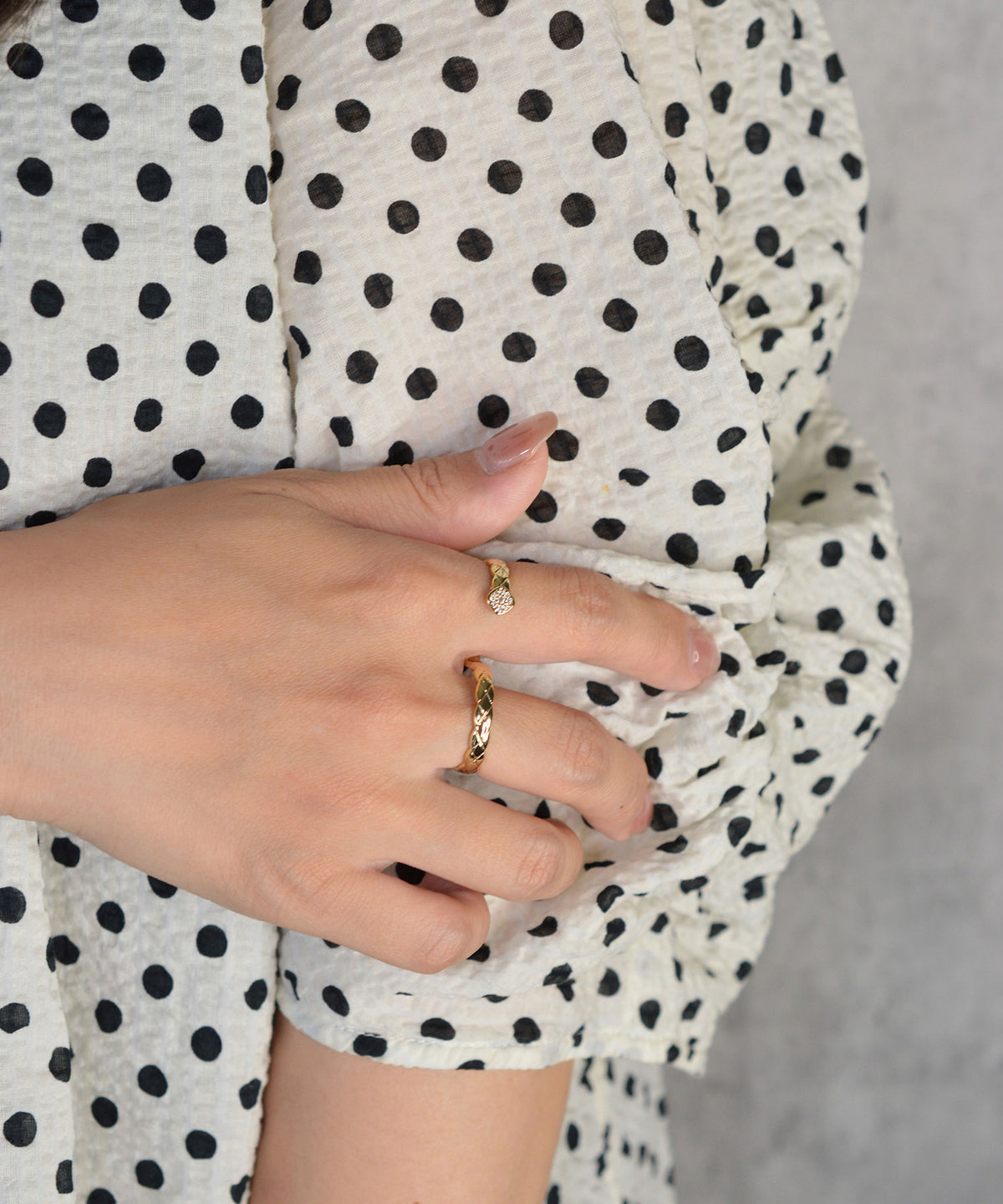 【earyear】Glint Quilt Double Finger Ring