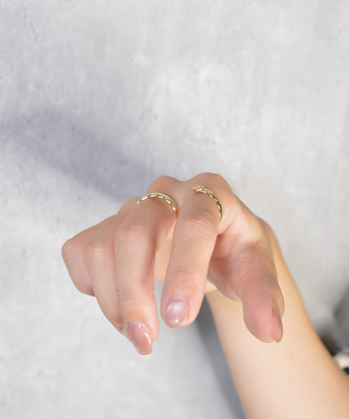 【earyear】Glint Quilt Double Finger Ring