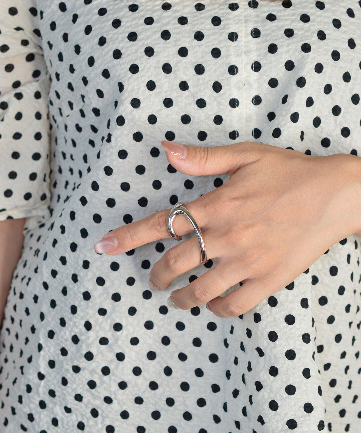 【earyear】Liquid Arc Double Finger Ring