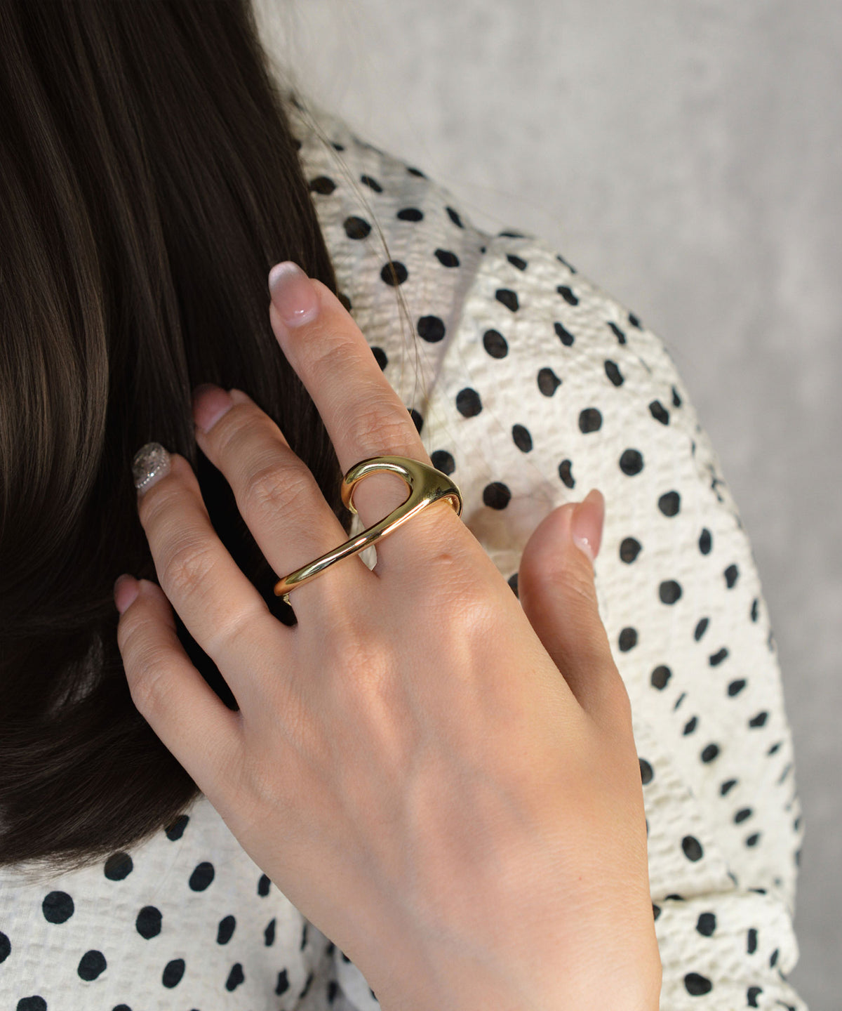 【earyear】Liquid Arc Double Finger Ring