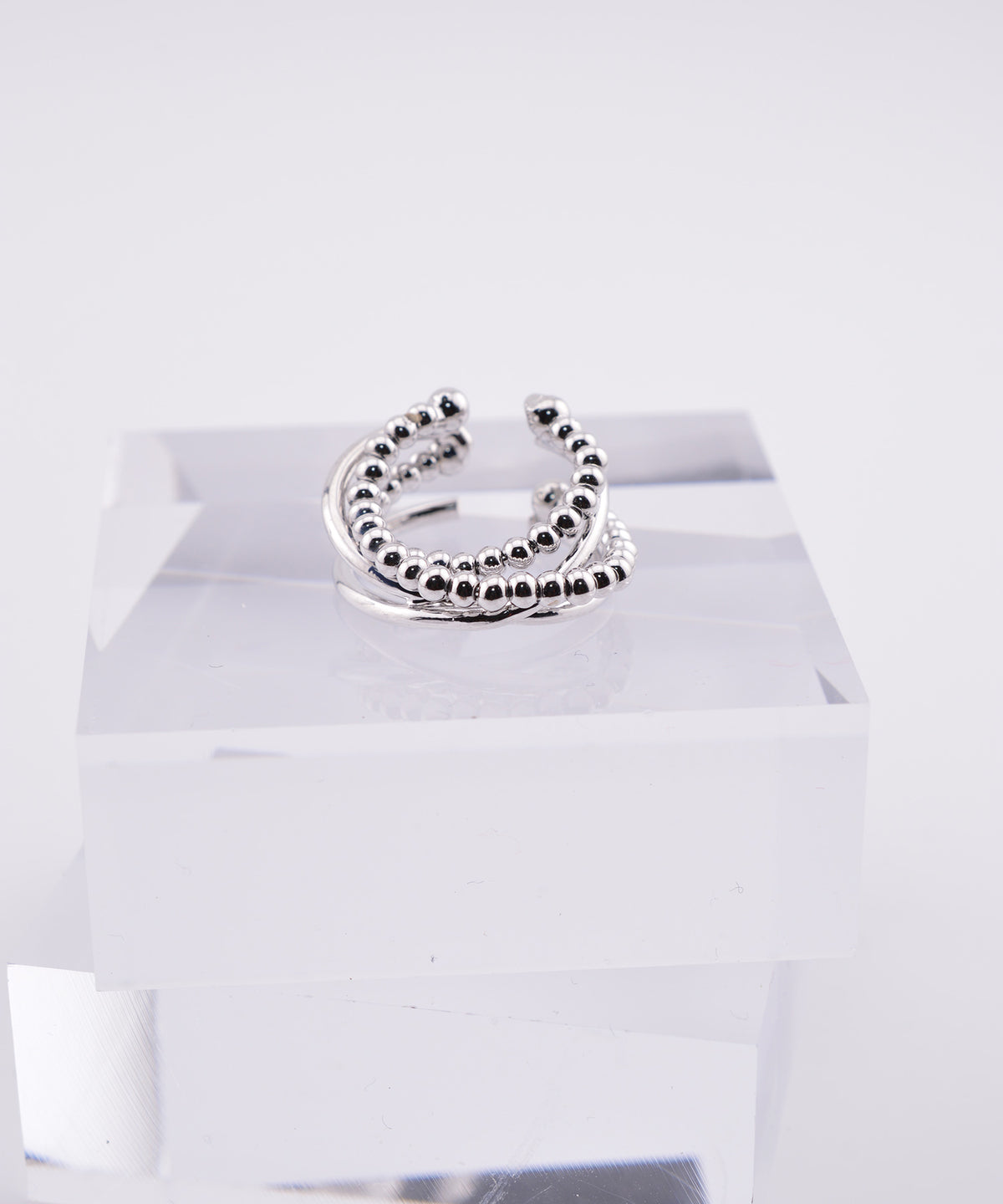 【earyear】Triple Line Ball Motif Metal Ear Cuff〈片耳用〉