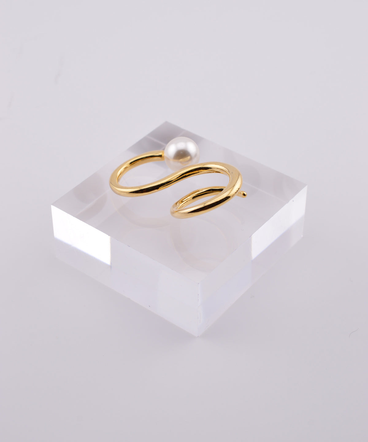 【earyear】Wave Pearl Design Double Finger Ring