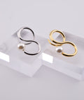 【earyear】Wave Pearl Design Double Finger Ring