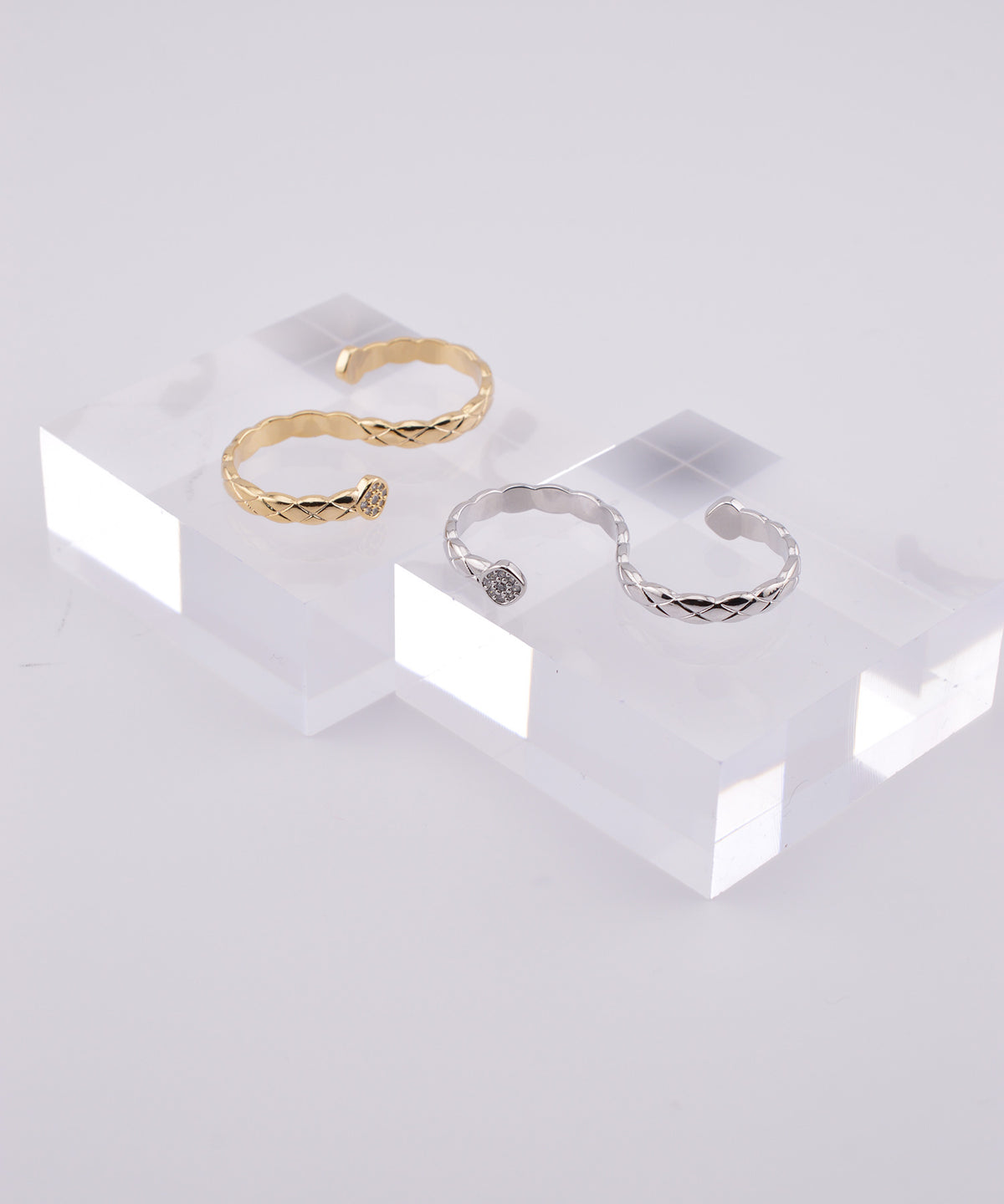 【earyear】Glint Quilt Double Finger Ring