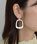【earyear】Ancient Open Round Swing Square Plate design Earrings v3