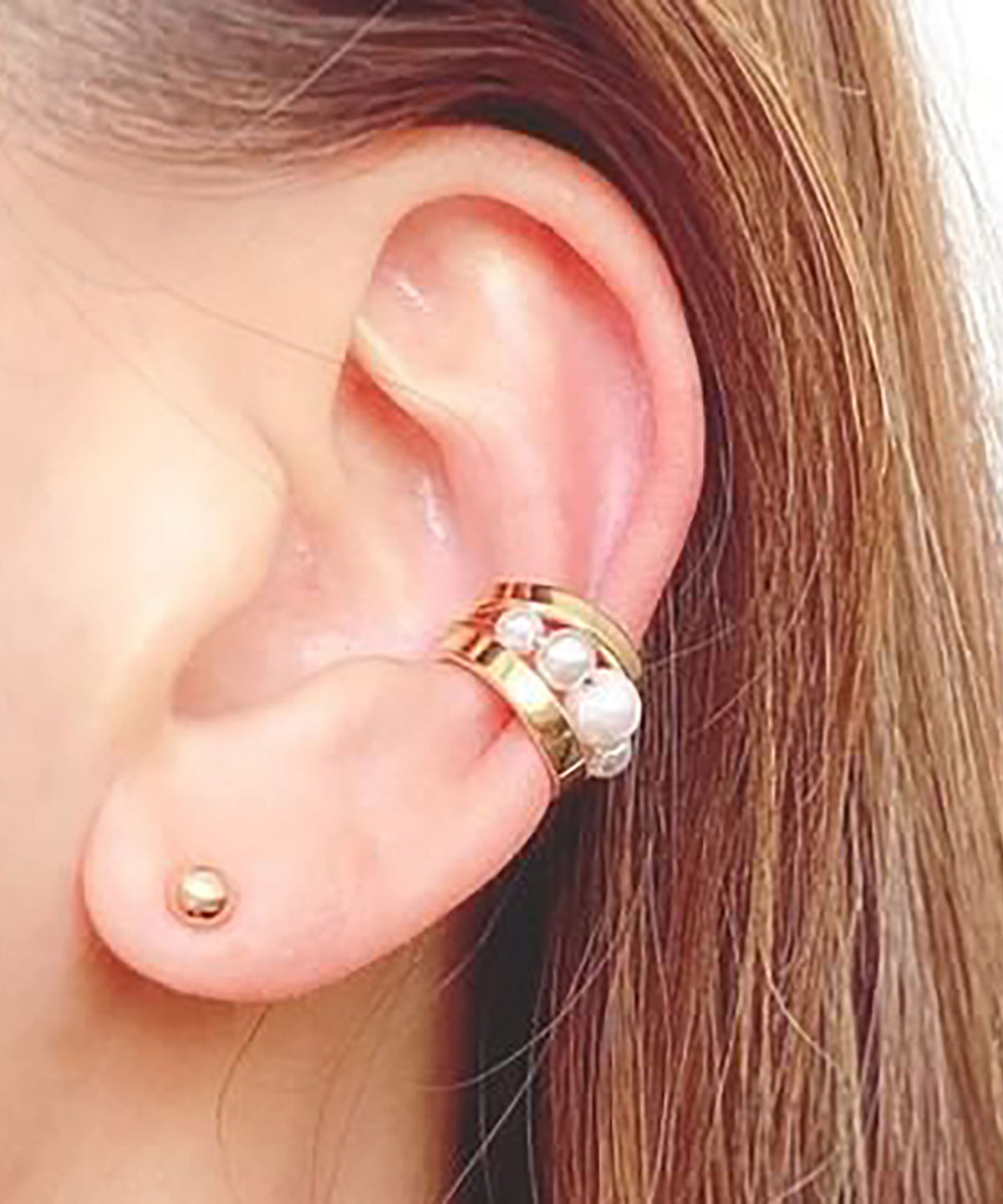 【earyear】Ring Sand Pearl design Design Pearl Ear Cuff<片耳用>