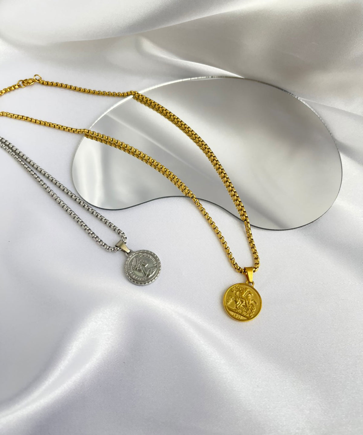 【earyear】Elizabeth Coin Necklace Silver&Gold「S」「M」「L」(UNISEX)