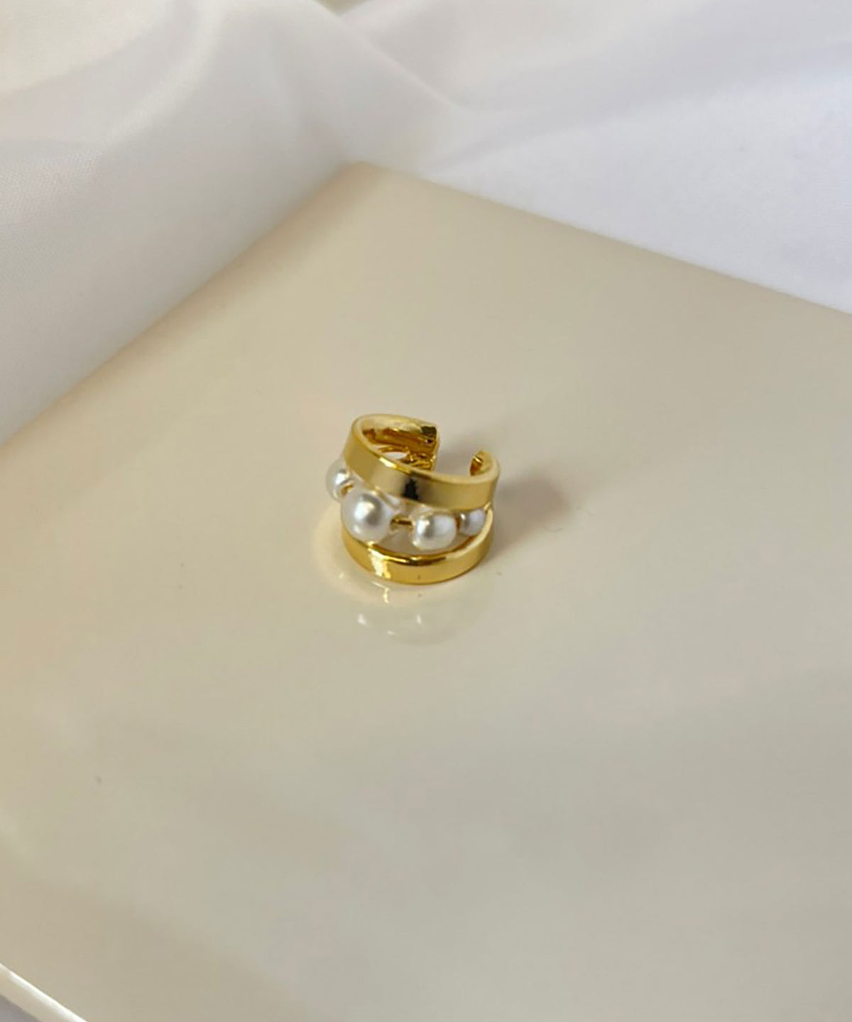 【earyear】Ring Sand Pearl design Design Pearl Ear Cuff<片耳用>