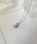 【earyear】Grid Half Moon Pearl & Chain Necklace