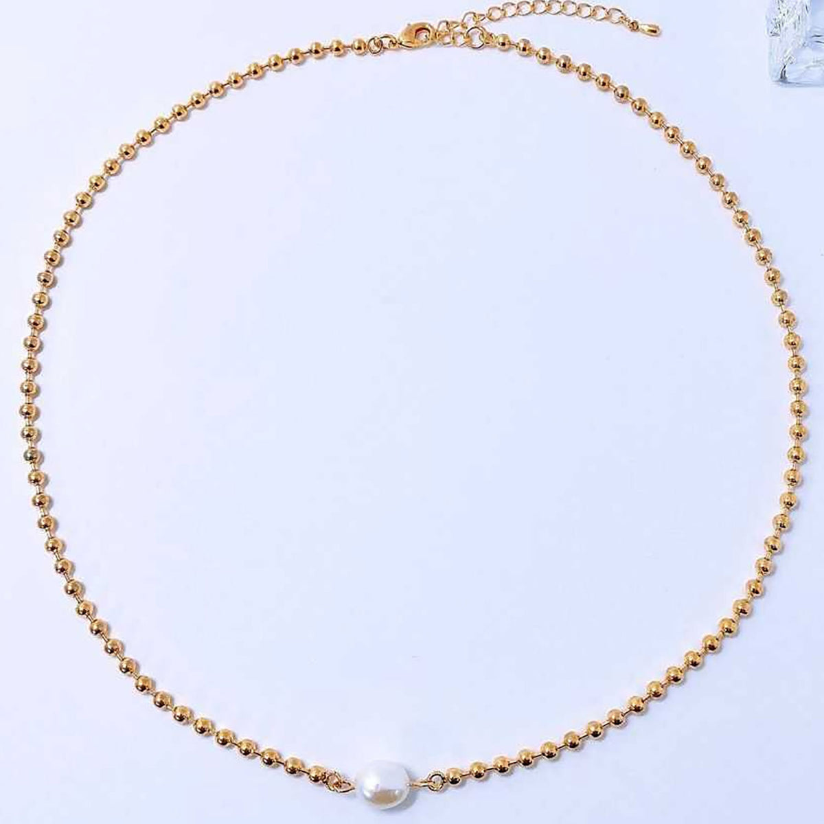 ポイントパール ボールチェーン ネックレス　Fake pearl & ball chain