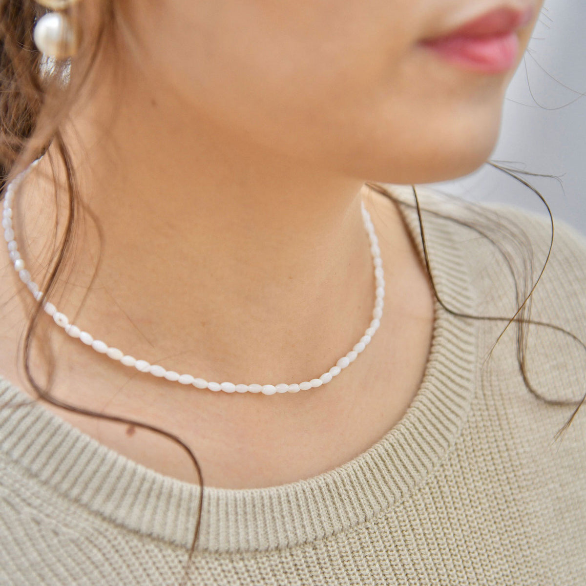 シンプルパールネックレス　Mother Pearl Simple Necklace