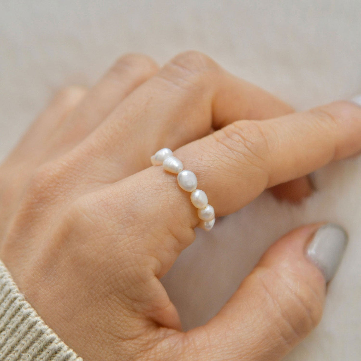 シンプルパールフリーサイズリング　Simple pearl ring