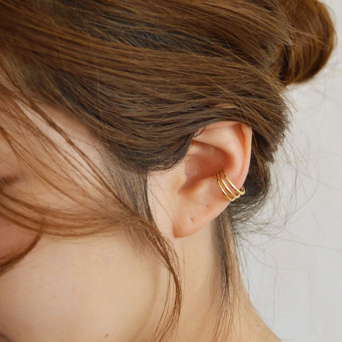 【earyear】String 3 line Design Metal Hoop Ear Cuff v2<片耳用>