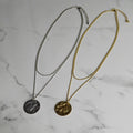 【earyear】Ancient Circle Plate Double-Chain Pendant Necklace