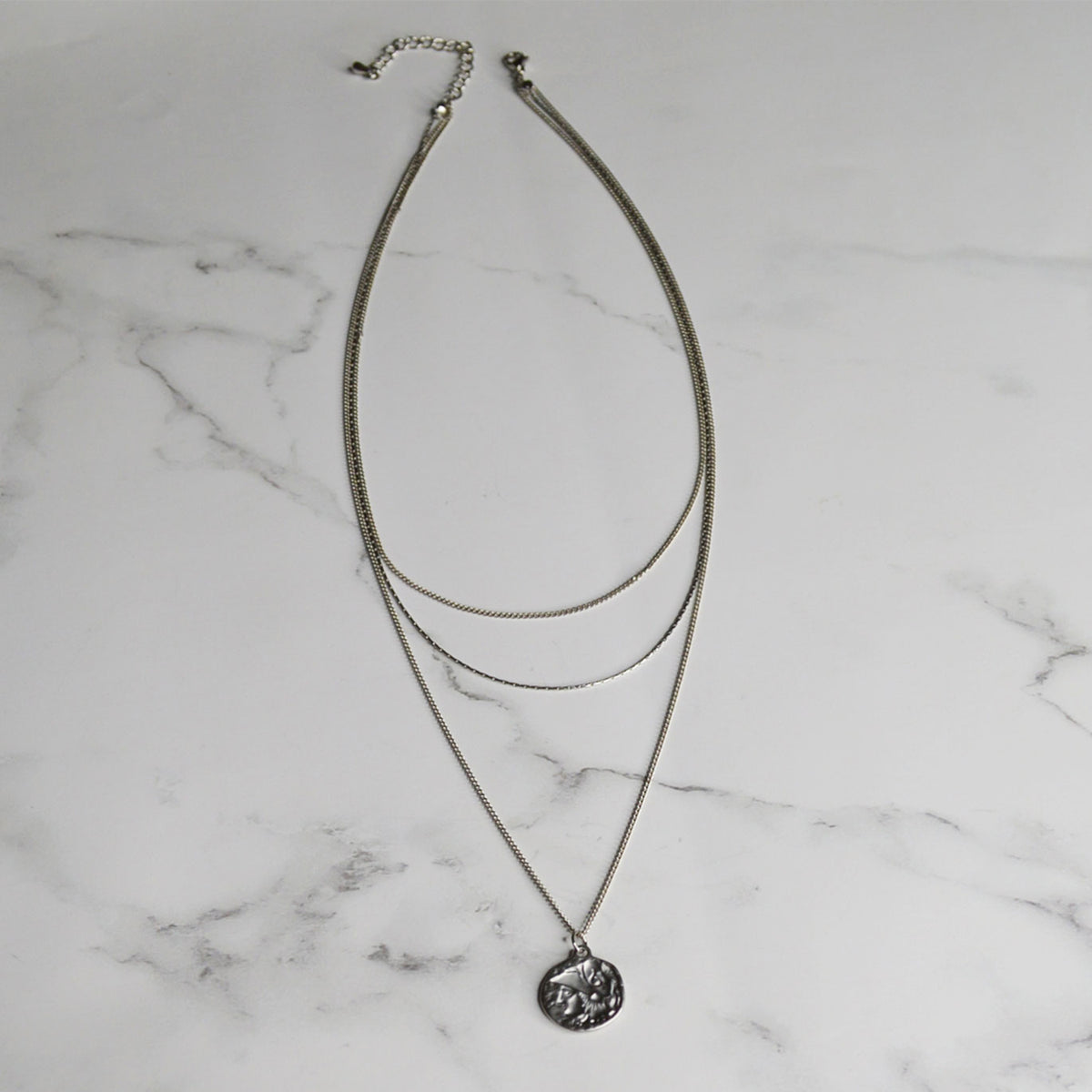 Warrior Triple-Chain Pendant Necklace