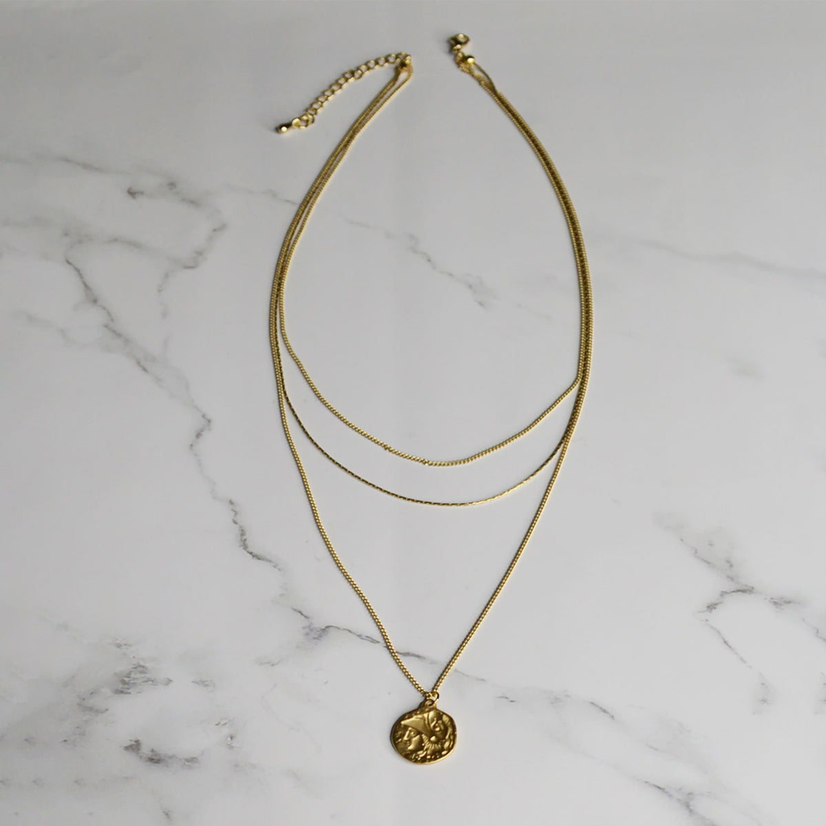 Warrior Triple-Chain Pendant Necklace