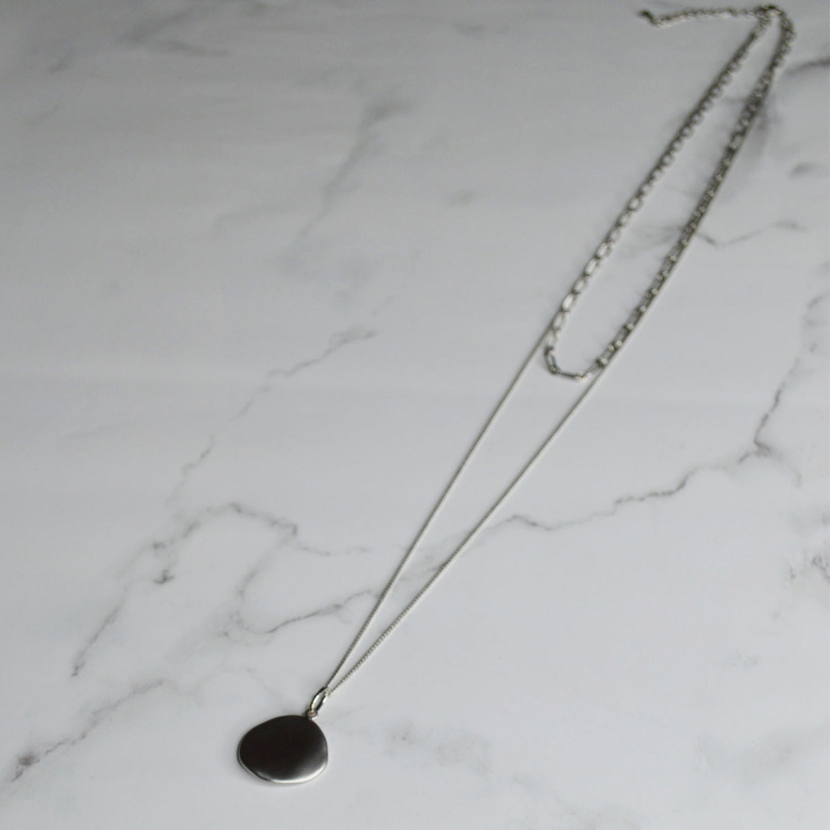 Ancient Circle-Plate Double-Chain Pendant Necklace